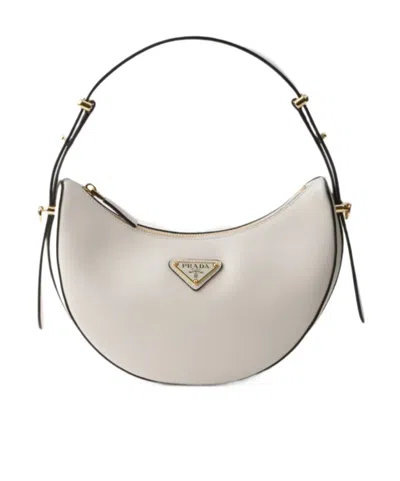 Prada Arque Mini Leather Shoulder Bag In White
