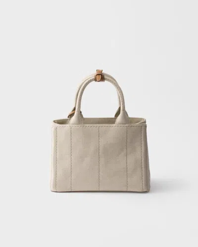 Prada Jardini Re Small Cotton Canvas Bag In Neutral
