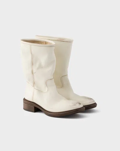 Prada Vintage-effect Leather Boots In Multi