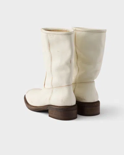 Prada Vintage-effect Leather Boots In Multi