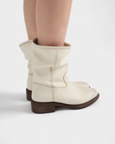 Prada Vintage-effect Leather Boots In Multi