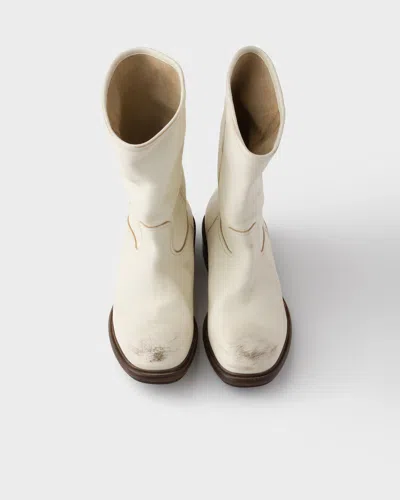 Prada Vintage-effect Leather Boots In Multi