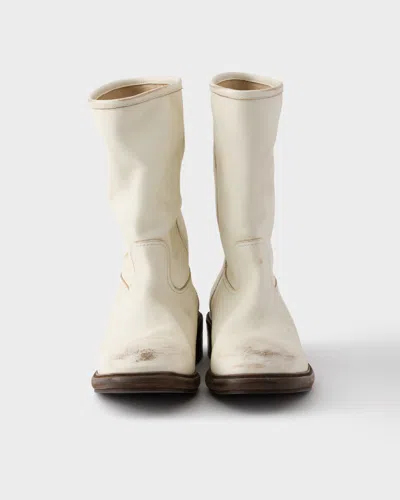 Prada Vintage-effect Leather Boots In Multi