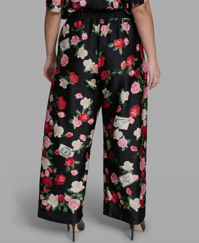 Karl Lagerfeld Plus Size Mid-rise Floral-print Pull-on Pants In Multi
