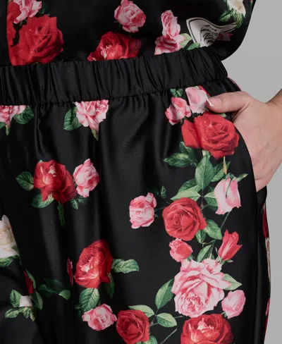 Karl Lagerfeld Plus Size Mid-rise Floral-print Pull-on Pants In Multi