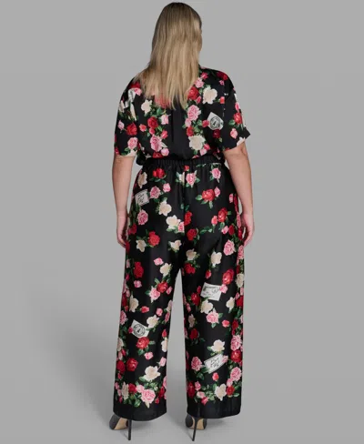 Karl Lagerfeld Plus Size Mid-rise Floral-print Pull-on Pants In Multi