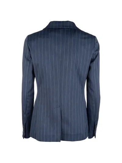 Post Scriptum Pinstripe-pattern Peak-lapels Blazer In Blue