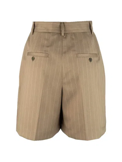 Post Scriptum Pinstripe-pattern Tailored Shorts In Brown