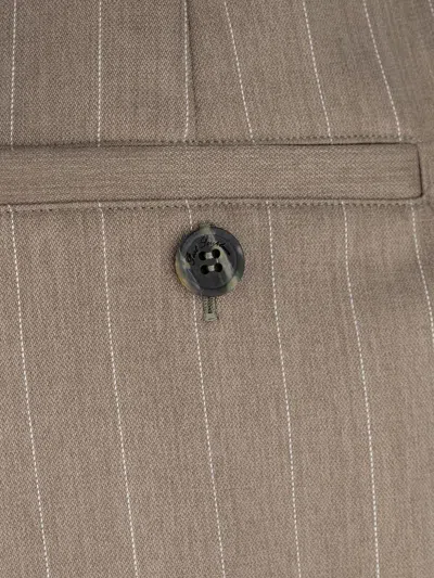 Post Scriptum Pinstripe-pattern Tailored Shorts In Brown