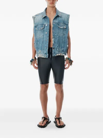Alexander Wang Distressed Oversized Vest In Blue