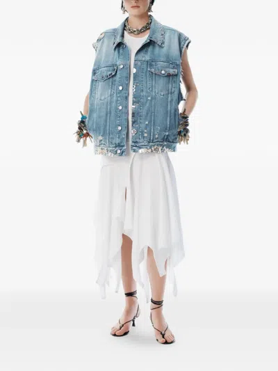 Alexander Wang Distressed Oversized Vest In Blue