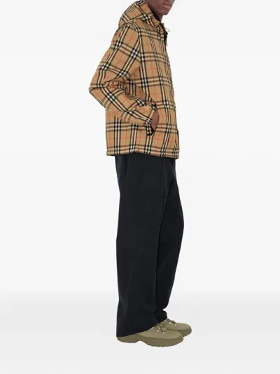 Burberry Reversible Hooded Jacket Check Pattern In Neutral