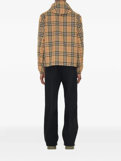 Burberry Reversible Hooded Jacket Check Pattern In Neutral