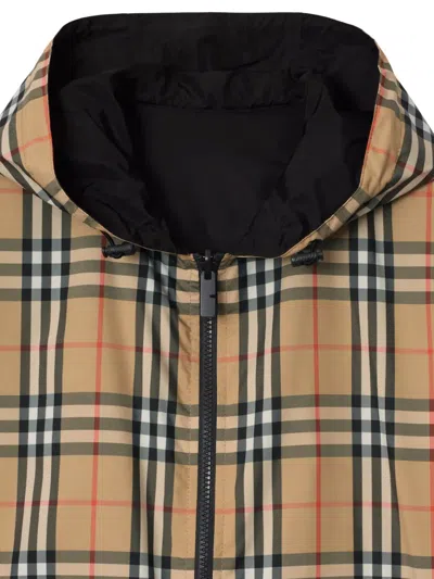 Burberry Reversible Hooded Jacket Check Pattern In Neutral