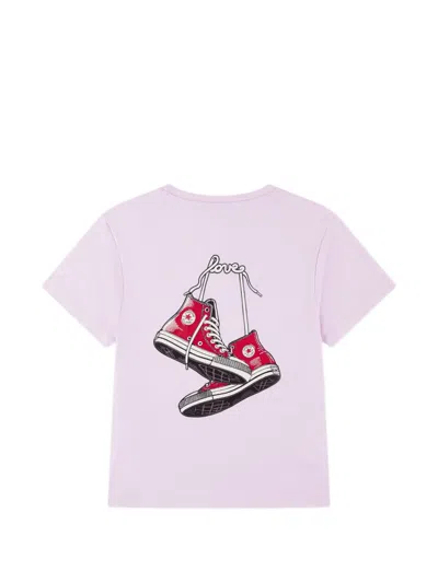 Converse Heart-patch T-shirt In Purple