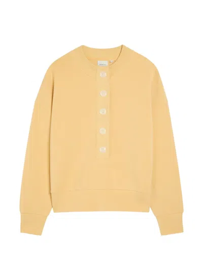 Varley Reena Button-down Stretch-jersey Sweatshirt In Brown