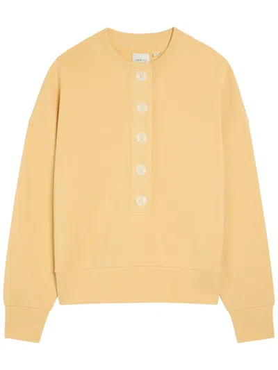 Varley Reena Button-down Stretch-jersey Sweatshirt In Brown
