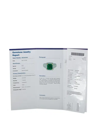 Pre-owned Lb Exclusive Emerald And Diamond Ring In Silver