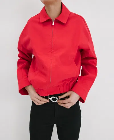 Mango Featuring Hailey Bieber Mutis Oversize Jacket In Red