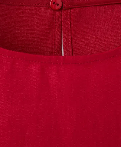 Mango Linen Top With Bows In Red