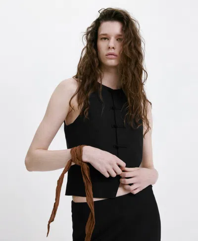 Mango Toggle Closure Vest In Black