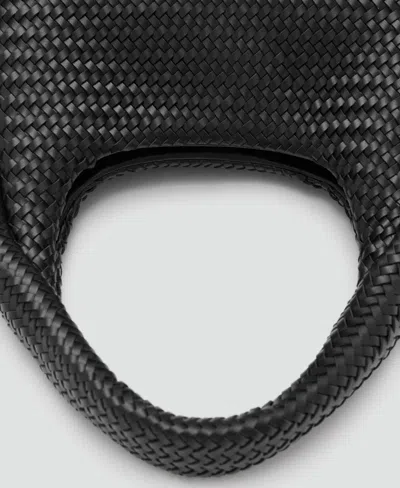 Mango Braided Faux Leather Shoulder Bag In Black