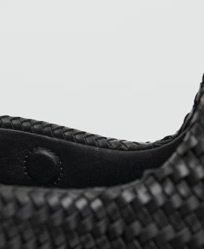 Mango Braided Faux Leather Shoulder Bag In Black