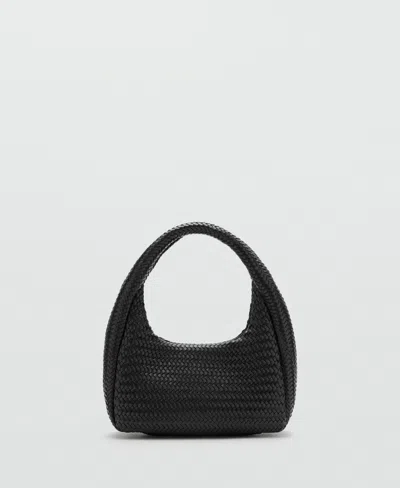 Mango Braided Faux Leather Shoulder Bag In Black