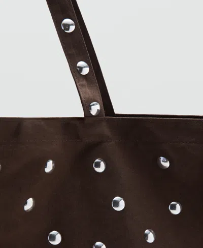 Mango Stud Shopper Bag In Brown