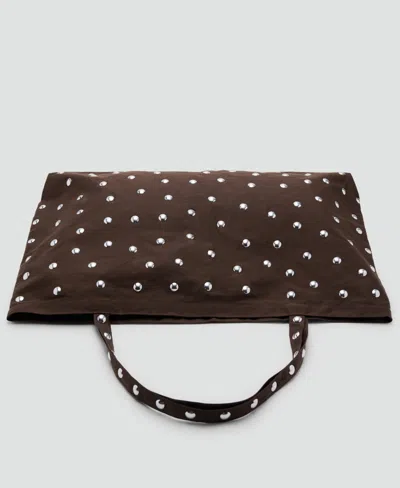 Mango Stud Shopper Bag In Brown