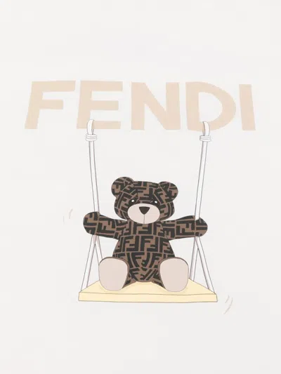 Fendi Ff-logo Teddy-bear Blanket In Pattern