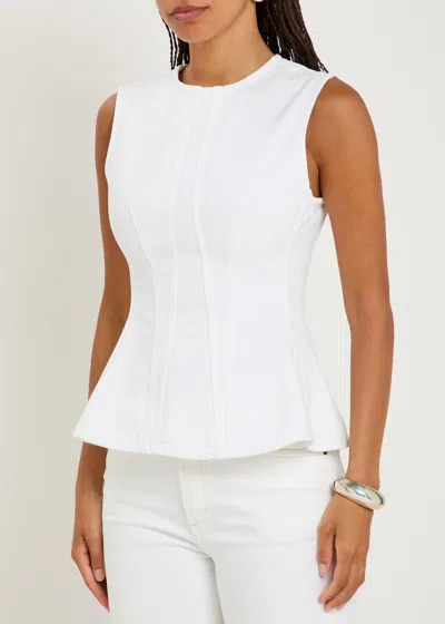 Agolde Corbin Peplum-hem Denim Top In White