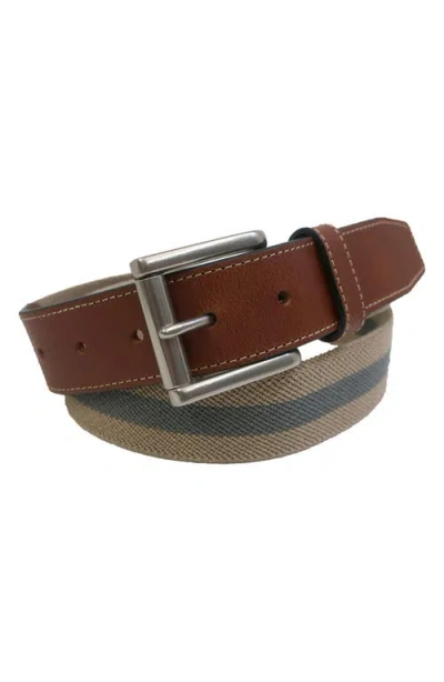 Boconi Elastic Braid Leather Tab Belt In Brown