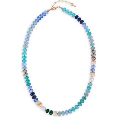Saachi Multicolor Beaded Necklace In Blue