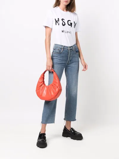 Msgm Logo Printed Crewneck T-shirt In White