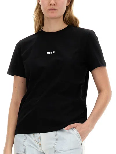 Msgm Tshirt Con Micro Logo In Black
