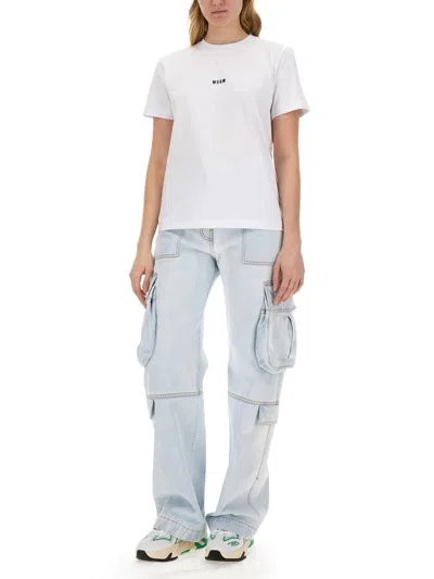 Msgm T-shirt Con Micro Logo In White