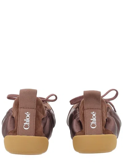 Chloé Brown Polyester Flats In Brown