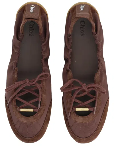 Chloé Brown Polyester Flats In Brown