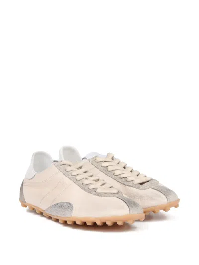 Maison Margiela Sprinters Beige Sneaker With Insert Design And Serrated Sole In Leather Women In Neutral