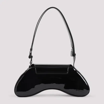 Diesel Curved Black Play Clutch With Glossy Finish And Magnetic Closure