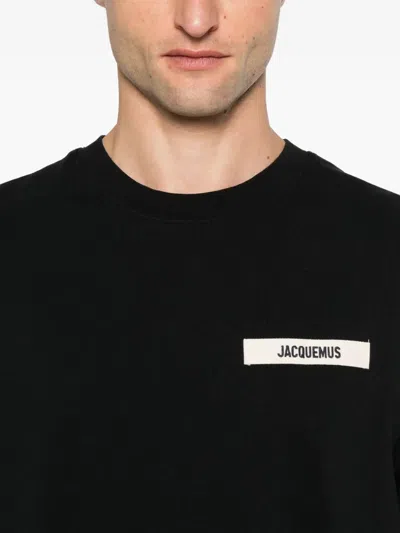 Jacquemus Minimalist Black Short-sleeve Cotton T-shirt With Patch Detail