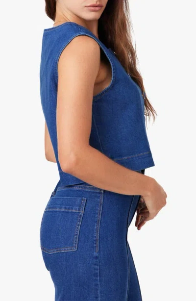 Habitual Button Front Denim Vest In Blue