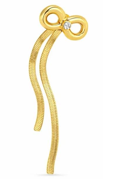 Rebl Bow Chain Drop Front/back Earrings In Gold