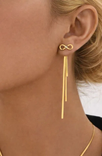 Rebl Bow Chain Drop Front/back Earrings In Gold