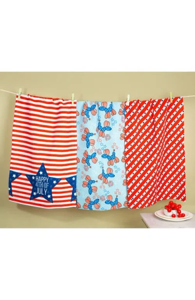 Tiramisu Patriotic Party Set Of 3 Cotton Waffle Kitchen Towels In Multi