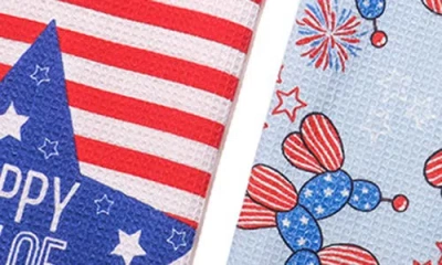 Tiramisu Patriotic Party Set Of 3 Cotton Waffle Kitchen Towels In Multi