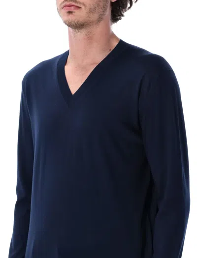 Prada Blue V Neck Sweaters In Blue