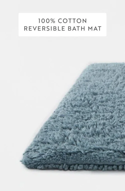 Homespun Reversible Cotton Bath Mat In Blue