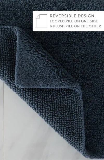 Homespun Reversible Cotton Bath Mat In Blue